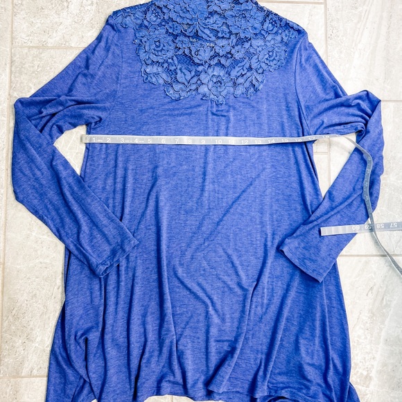 Soft Surroundings Blue Lace Mock Neck Long Sleeve Flowy Dress Medium - Picture 8 of 8